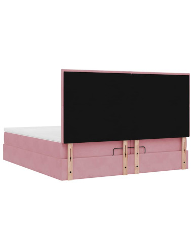 Struttura Letto Pouf con Materassi Rosa 200x200 cm Velluto