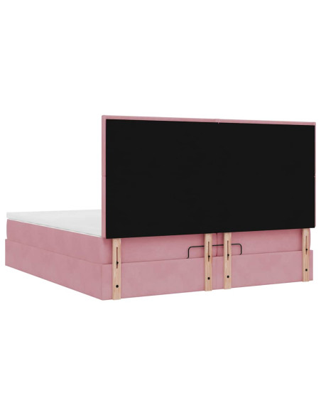 Struttura Letto Pouf con Materassi Rosa 200x200 cm Velluto