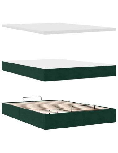 Struttura Letto Pouf con Materasso 140x190 cm in Velluto