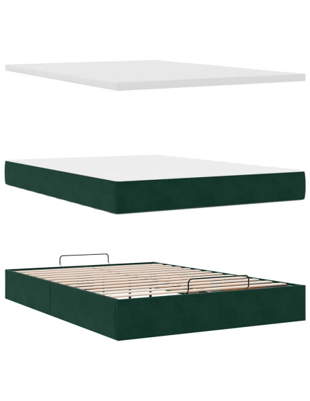 Struttura Letto Pouf con Materasso 140x190 cm in Velluto