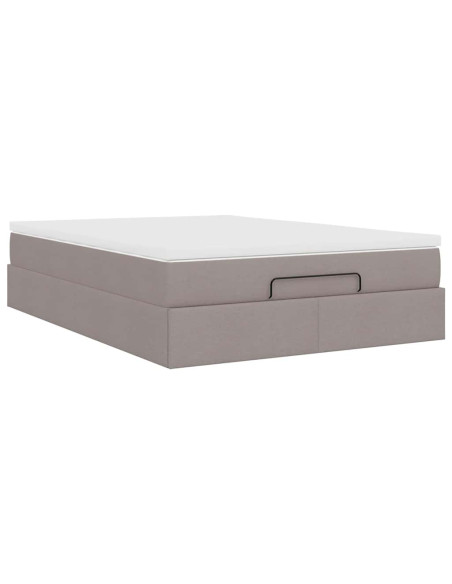 Struttura Letto Pouf con Materasso Tortora 140x190 cm Tessuto