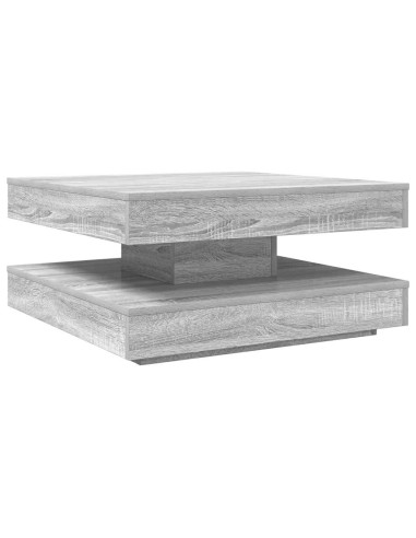 Tavolino da Caffè Girevole a 360 Gradi Grigio 70x70x34,5 cm