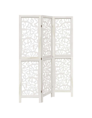 Divisorio Ambienti 3Pannelli Bianco Legno Massello di Paulownia