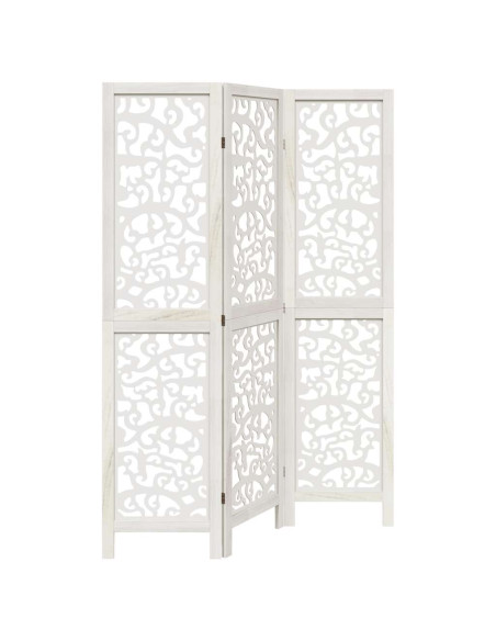 Divisorio Ambienti 3Pannelli Bianco Legno Massello di Paulownia