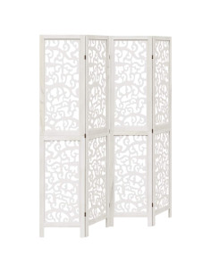 Divisorio Ambienti 4Pannelli Bianco Legno Massello di Paulownia