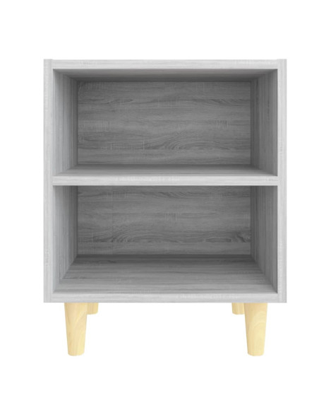 Comodini Gambe in Legno Massello 2 pz Grigio Sonoma 40x30x50 cm