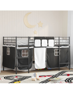 Struttura del Letto Loft per Bambini con Tendine Nero