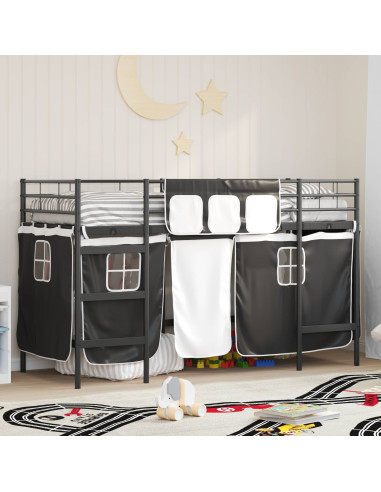 Struttura del Letto Loft per Bambini con Tendine Nero