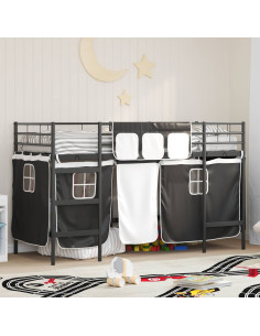 Struttura del Letto Loft per Bambini con Tendine Nero
