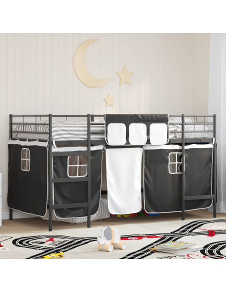 Struttura del Letto Loft per Bambini con Tendine Nero