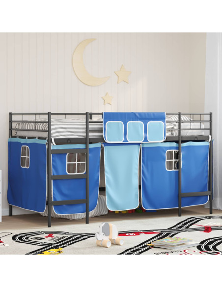 Struttura del Letto Loft per Bambini con Tendine Nero e Blu