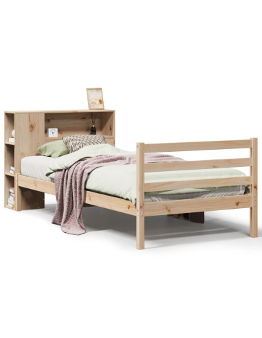 Letto Libreria senza Materasso 90x190 cm Legno Massello Pino