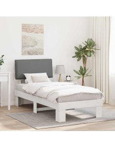 Letto con Testiera Rivestita Grigio chiaro 75 x 190 cm
