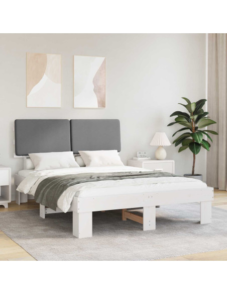 Letto con Testiera Rivestita Grigio chiaro 160 x 200 cm