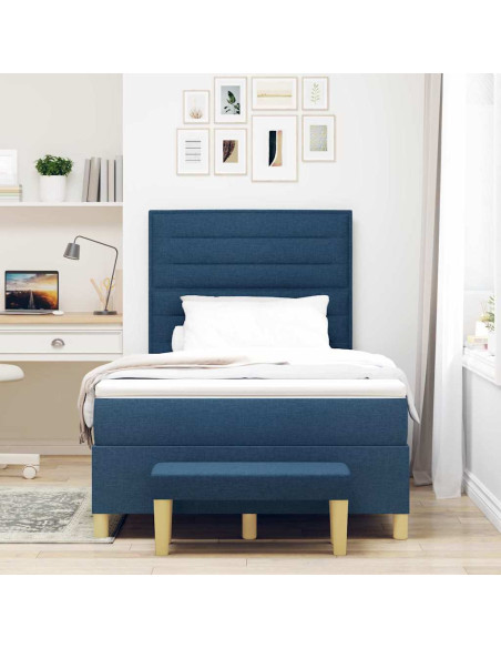 Letto a molle con materasso Blu 120 x 200 cm Tessuto