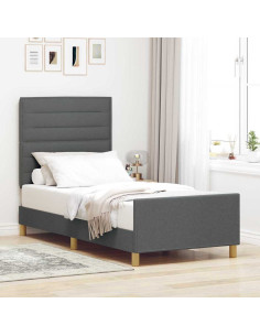 Struttura del letto Grigio scuro 100 x 200 cm Tessuto