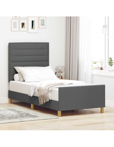 Struttura del letto Grigio scuro 100 x 200 cm Tessuto