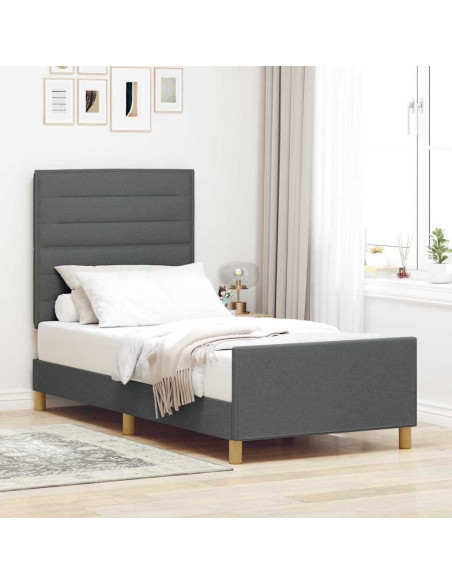 Struttura del letto Grigio scuro 100 x 200 cm Tessuto