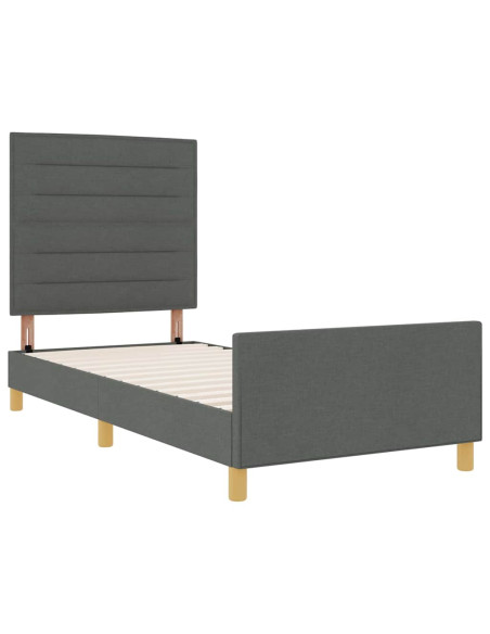 Struttura del letto Grigio scuro 100 x 200 cm Tessuto