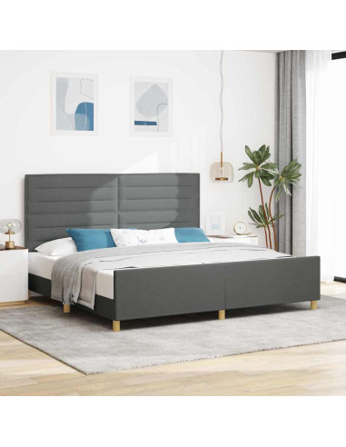 Struttura del letto Grigio scuro 200 x 200 cm Tessuto