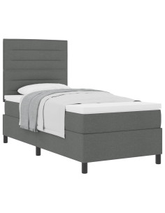 Letto a molle con materasso Grigio scuro 100 x 200 cm Tessuto 2