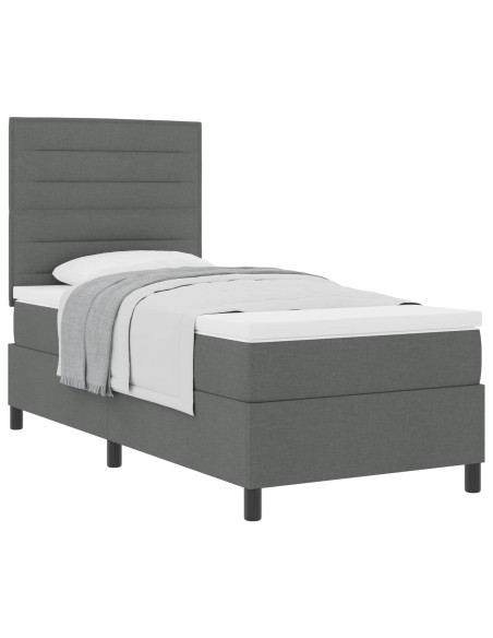 Letto a molle con materasso Grigio scuro 100 x 200 cm Tessuto