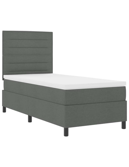 Letto a molle con materasso Grigio scuro 100 x 200 cm Tessuto