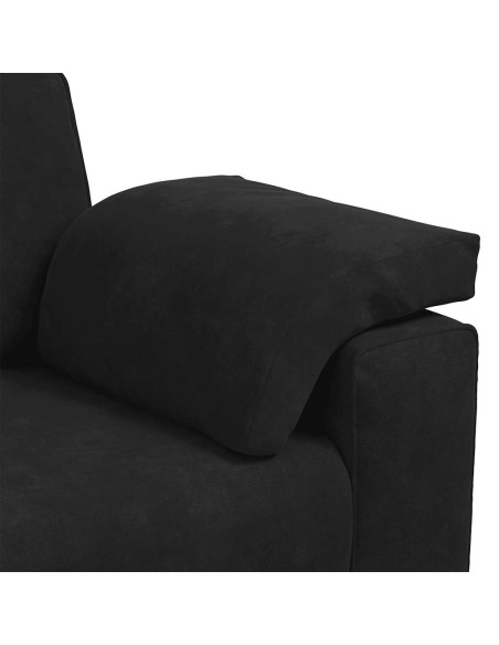 Set di Divani 3 pz con Cuscini Nero in Velluto