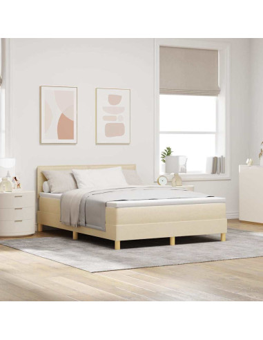 Letto a molle con materasso Crema 140 x 200 cm Tessuto