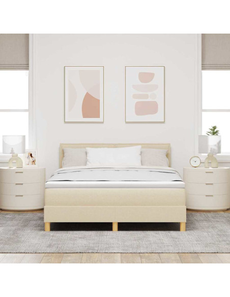 Letto a molle con materasso Crema 140 x 200 cm Tessuto