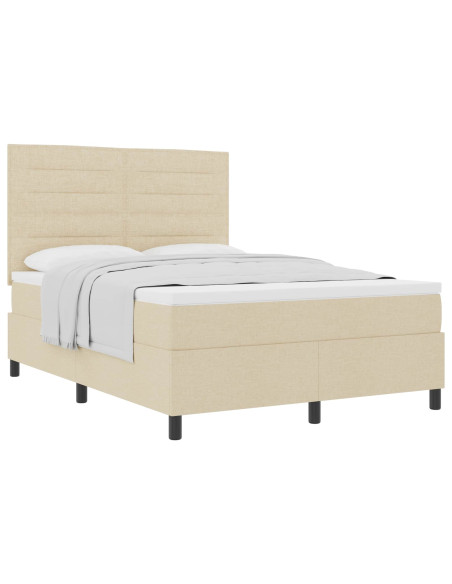 Letto a molle con materasso Crema 140 x 200 cm Tessuto
