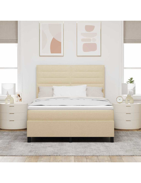 Letto a molle con materasso Crema 140 x 200 cm Tessuto