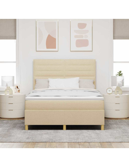 Letto a molle con materasso Crema 140 x 200 cm Tessuto