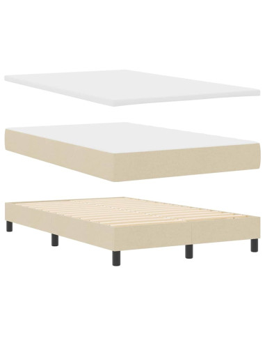 Letto a molle con materasso Crema 120 x 200 cm Tessuto