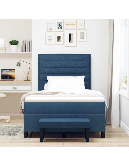 Letto a molle con materasso Blu 120 x 200 cm Tessuto