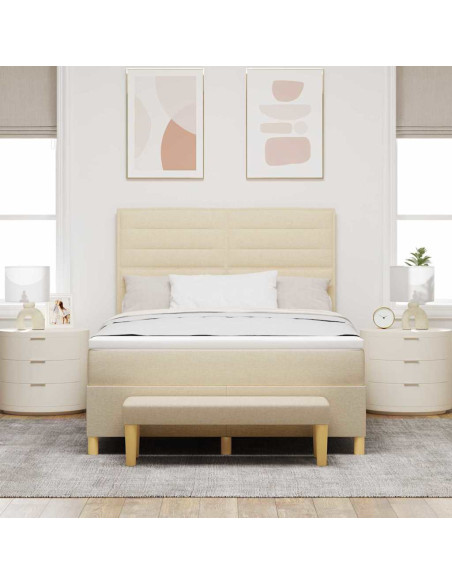 Letto a molle con materasso Crema 140 x 200 cm Tessuto