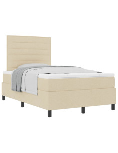 Letto a molle con materasso Crema 120 x 200 cm Tessuto 2