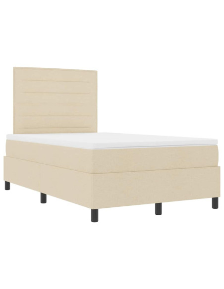 Letto a molle con materasso Crema 120 x 200 cm Tessuto