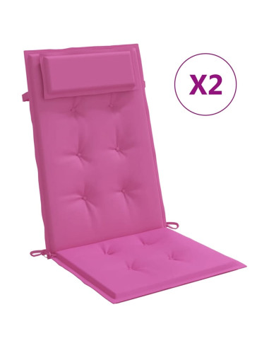 Cuscini per Sedia con Schienale Alto 2pz Rosa in Tessuto Oxford