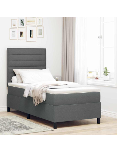 Letto a molle con materasso Grigio scuro 90 x 190 cm Tessuto