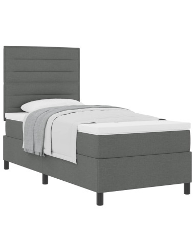Letto a molle con materasso Grigio scuro 90 x 190 cm Tessuto