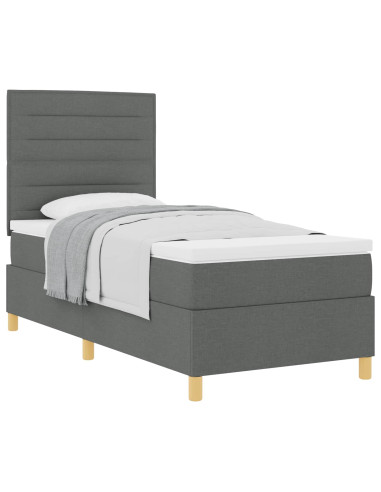 Letto a molle con materasso Grigio scuro 90 x 190 cm Tessuto