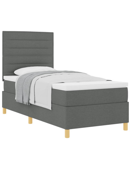 Letto a molle con materasso Grigio scuro 90 x 190 cm Tessuto