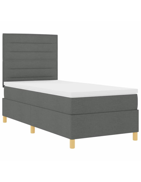 Letto a molle con materasso Grigio scuro 90 x 190 cm Tessuto