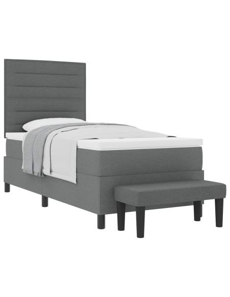 Letto a molle con materasso Grigio scuro 90 x 190 cm Tessuto