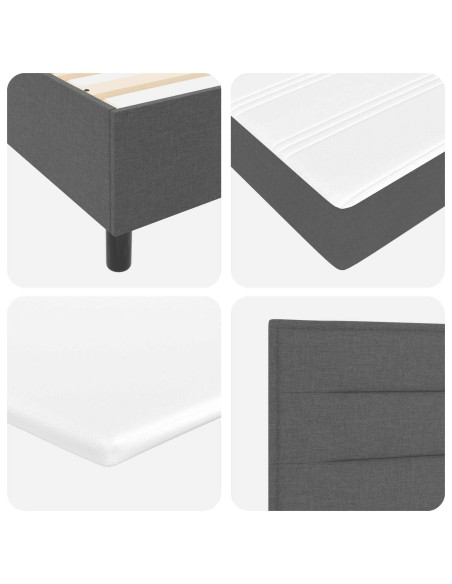 Letto a molle con materasso Grigio scuro 90 x 190 cm Tessuto