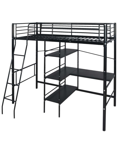 Letto con materasso Nero 200 x 90 cm Metallo