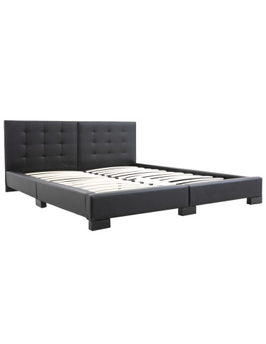 Struttura letto senza materasso in similpelle nera 200x160 cm
