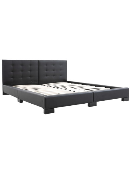 Struttura letto senza materasso in similpelle nera 200x160 cm