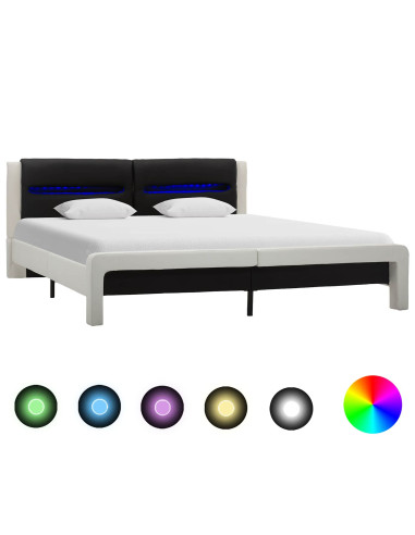 Struttura del letto Bianco e Nero 120 x 200 cm Pelle Sintetica